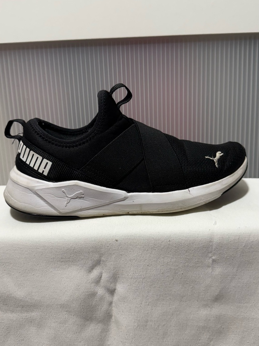 Puma Black Slip-On Athletic Sneakers with White Midsole